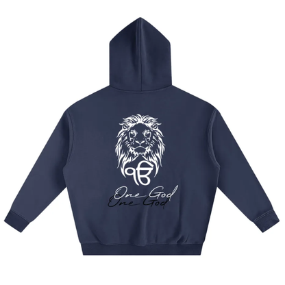 Oversized Navy Blue "One God" Hoodie