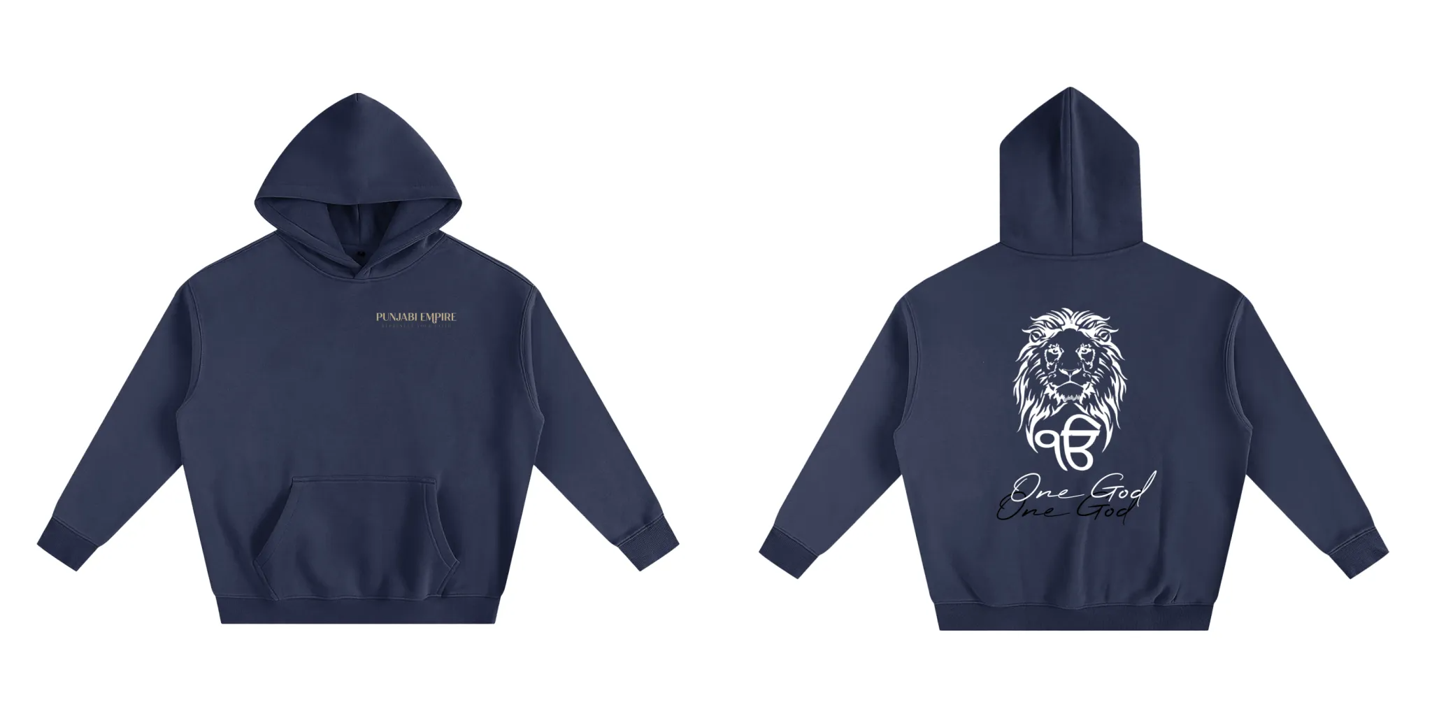 Oversized Navy Blue "One God" Hoodie